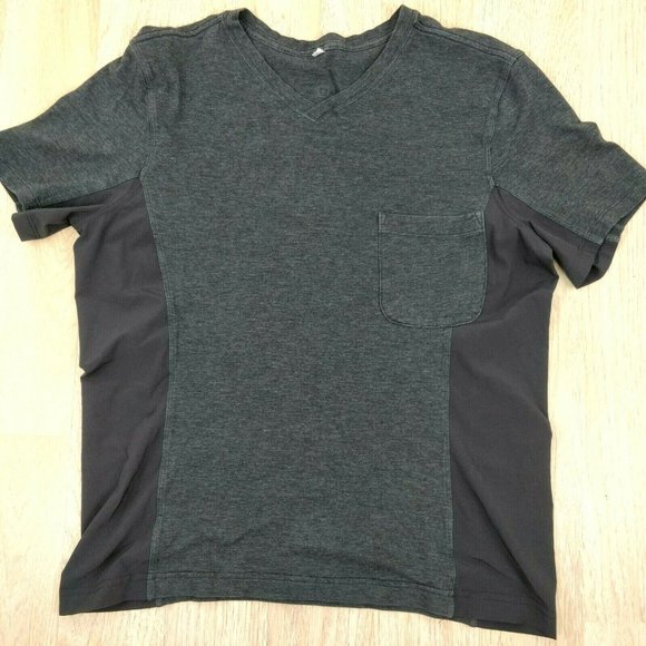 Lululemon Mens Size M Athletic Gym Running V-Neck Short Sleeves Gray T-Shirt Top - Picture 3 of 6